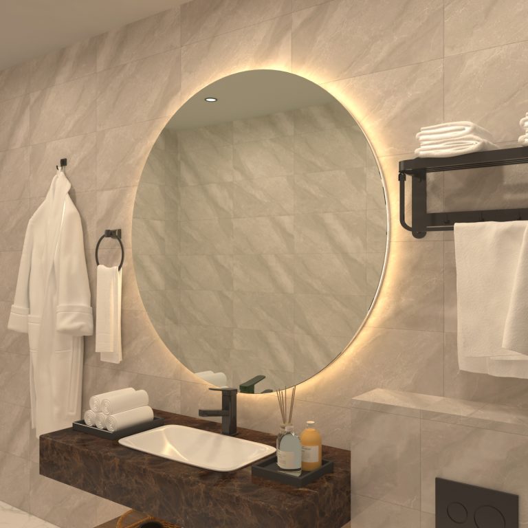backlit round mirror