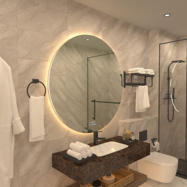 backlit round mirror