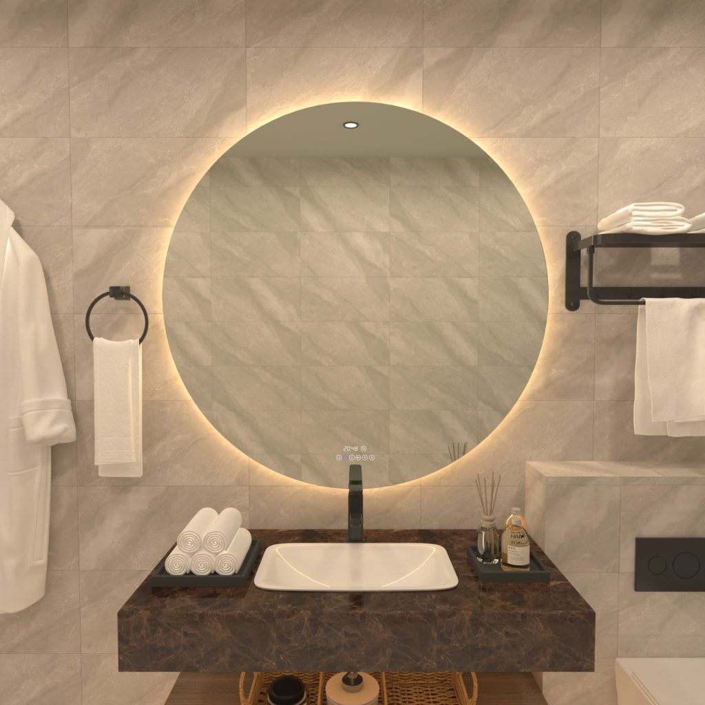 backlit round mirror