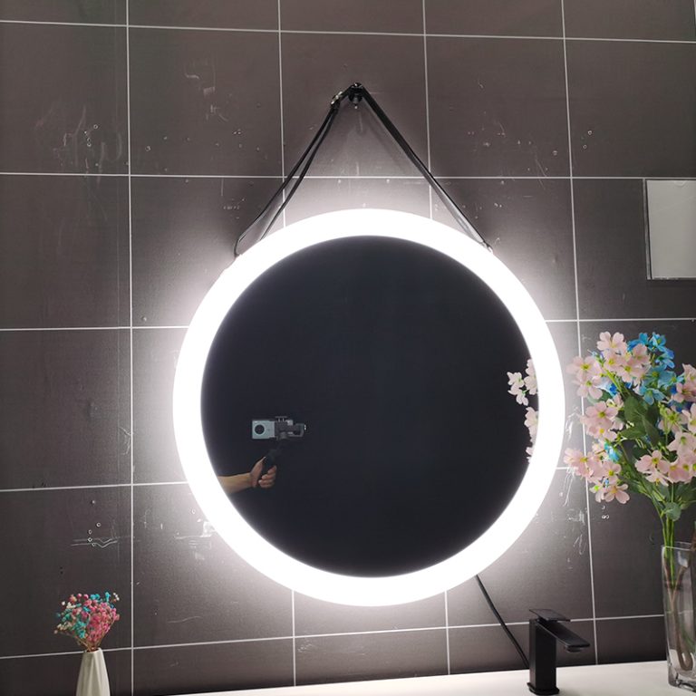 belt led round mirror