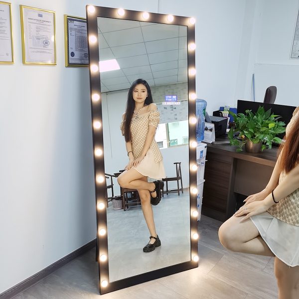 full length framed dressing mirror with bulbs