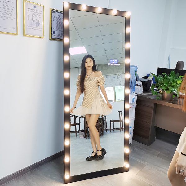 full length framed dressing mirror with bulbs