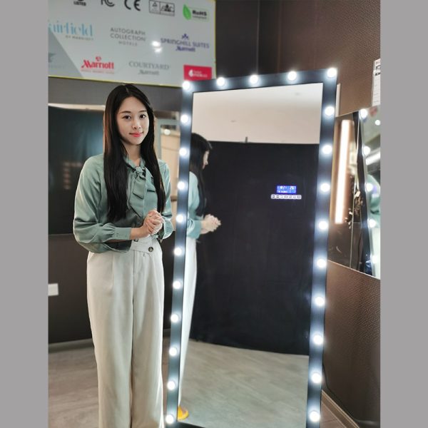 full length framed dressing mirror with bulbs